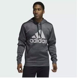 Men’s Adidas Badge of Sport Hoodie Pullover Sweatshirt with Front Pocket